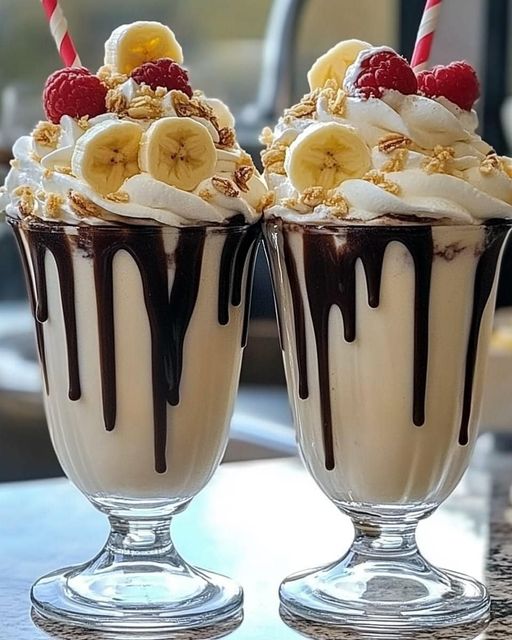 Banana Split Milkshakes